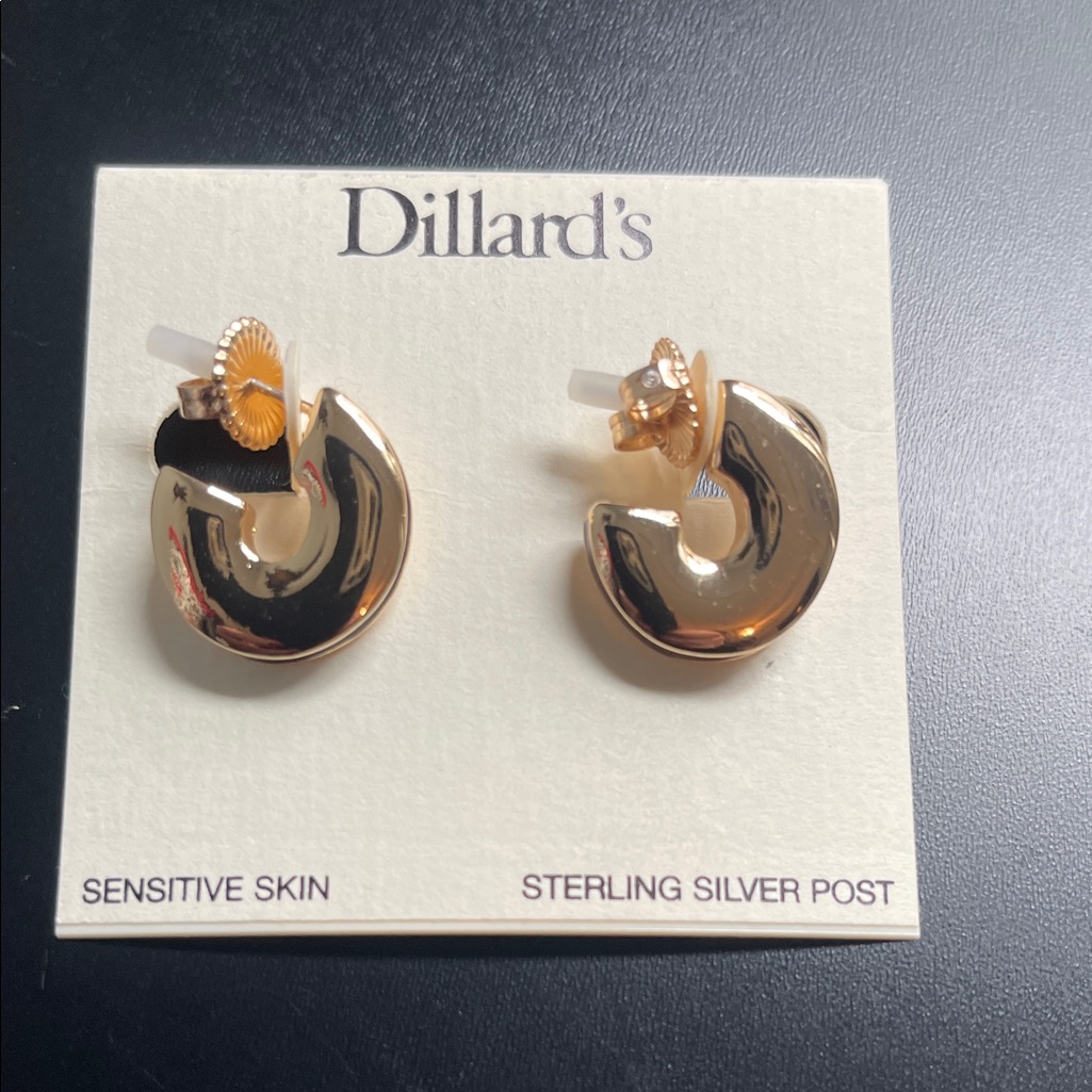 Dillard's Hoop Earrings Feature A Gold-Tone Finish With A Black Enamel Accent